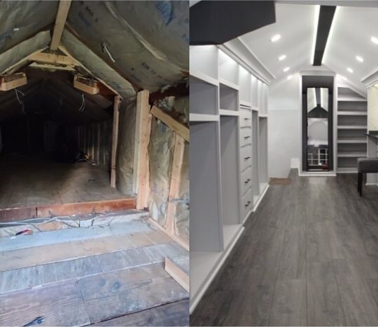 Husband Transforms Scary Attic into Wife’s Dream Closet Husband Transforms Scary Attic into Wife’s Dream Closet
